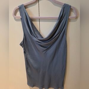 Elegant Blue Draped Sleeveless Top